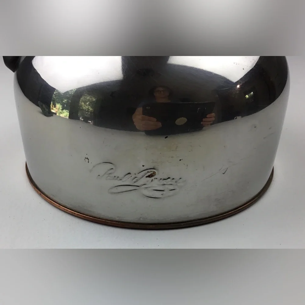 Vintage Paul Revere Ware 2 Qt Copper Bottom Whistling Tea Kettle Pot Stainless